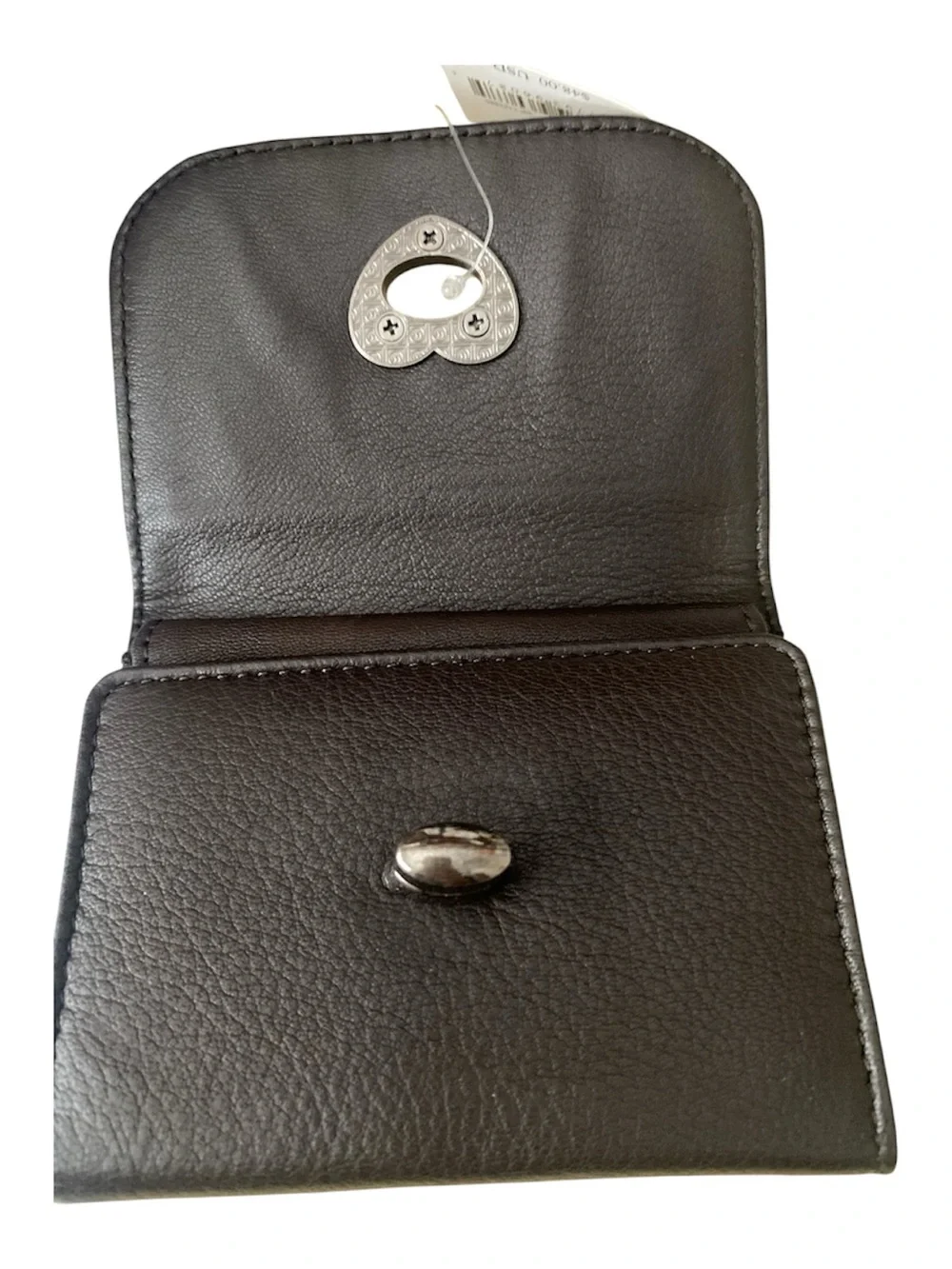 Free People Espresso Lock It Up Leather Wallet with Heart Lock